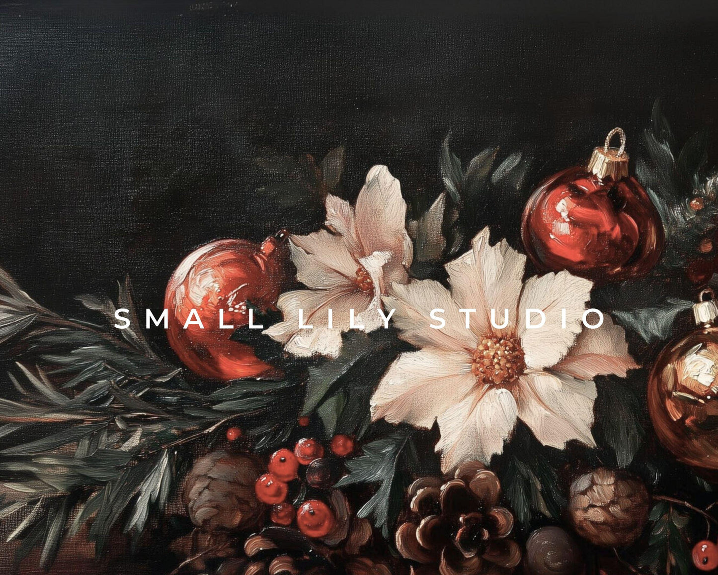 FRAME TV art Moody Christmas Florals, Samsung Frame tv art vintage style flower still life painting, Dark red Christmas decor | TV536