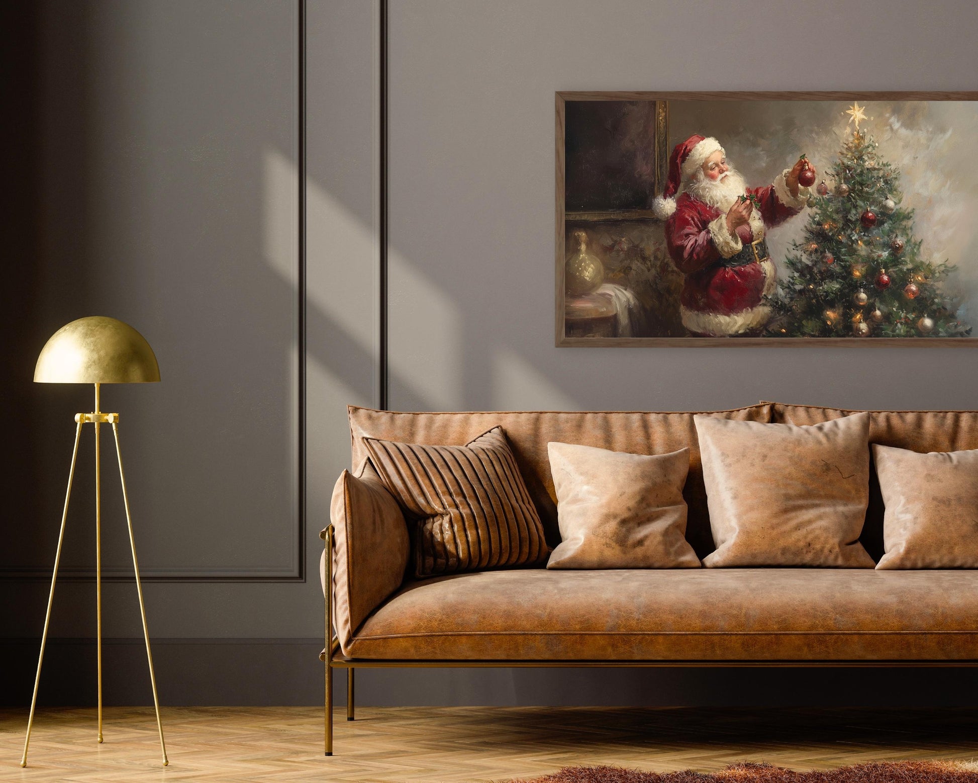 Santa Decorating Christmas Tree Frame TV Art