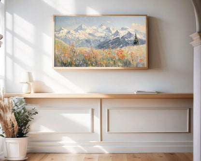 Red Alpine Wildflowers Frame TV Art