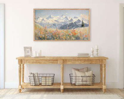 Red Alpine Wildflowers Frame TV Art
