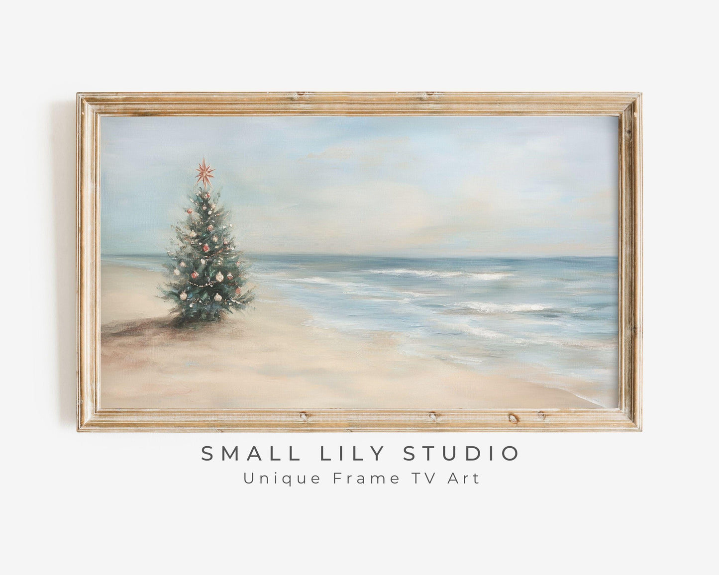 FRAME TV art Christmas Tree on Beach, Coastal Christmas Samsung Frame tv art, Summer Tropical Xmas minimalist tv screensaver | TV530