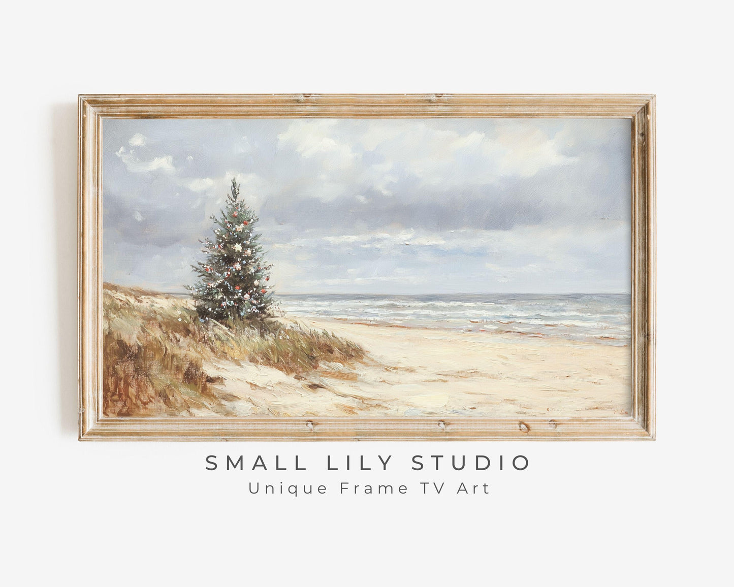 FRAME TV art Coastal Christmas Tree, Samsung Frame tv art Christmas by the Sea, Neutral Minimalist Seaside Beach TV art screensaver | TV531