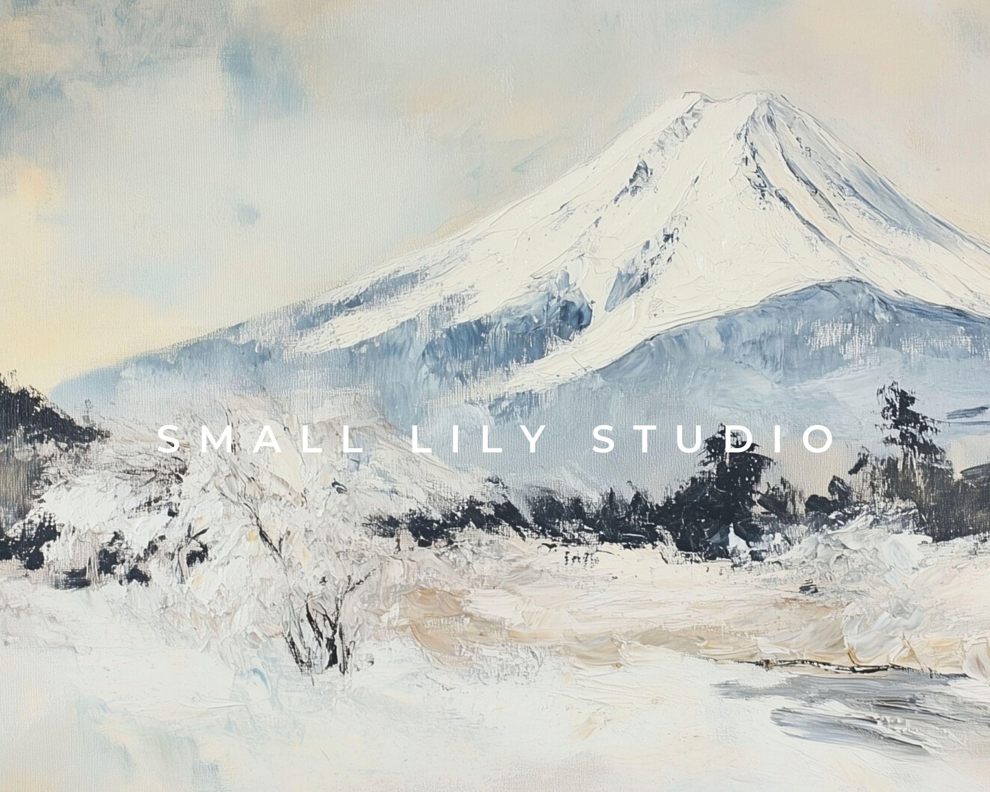 FRAME TV art Mt Fuji in Winter, Samsung Frame tv Japan art, Japanese landscape vintage style painting tv art screensaver | TV533