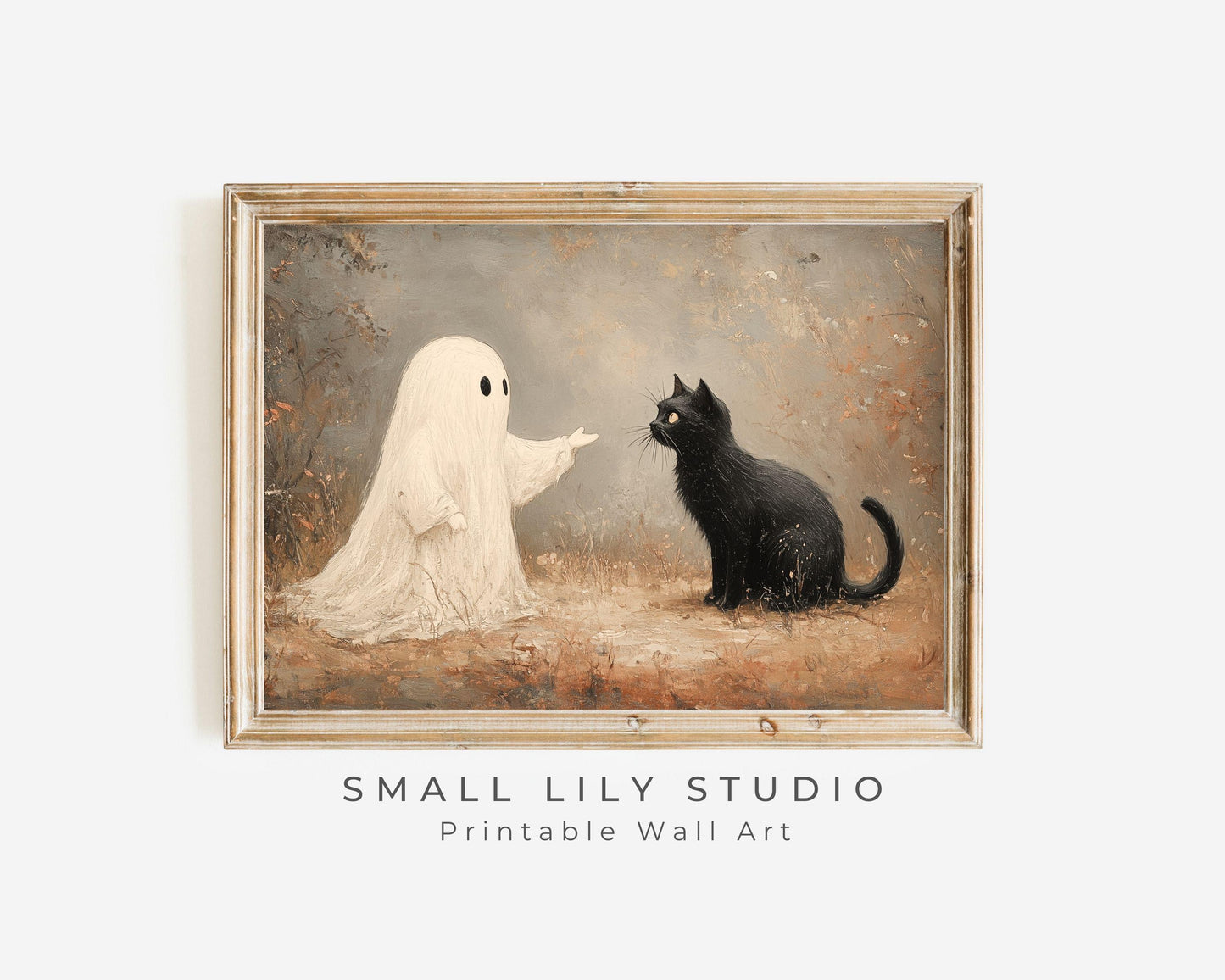 Halloween Ghost and Black Cat Printable Wall Art