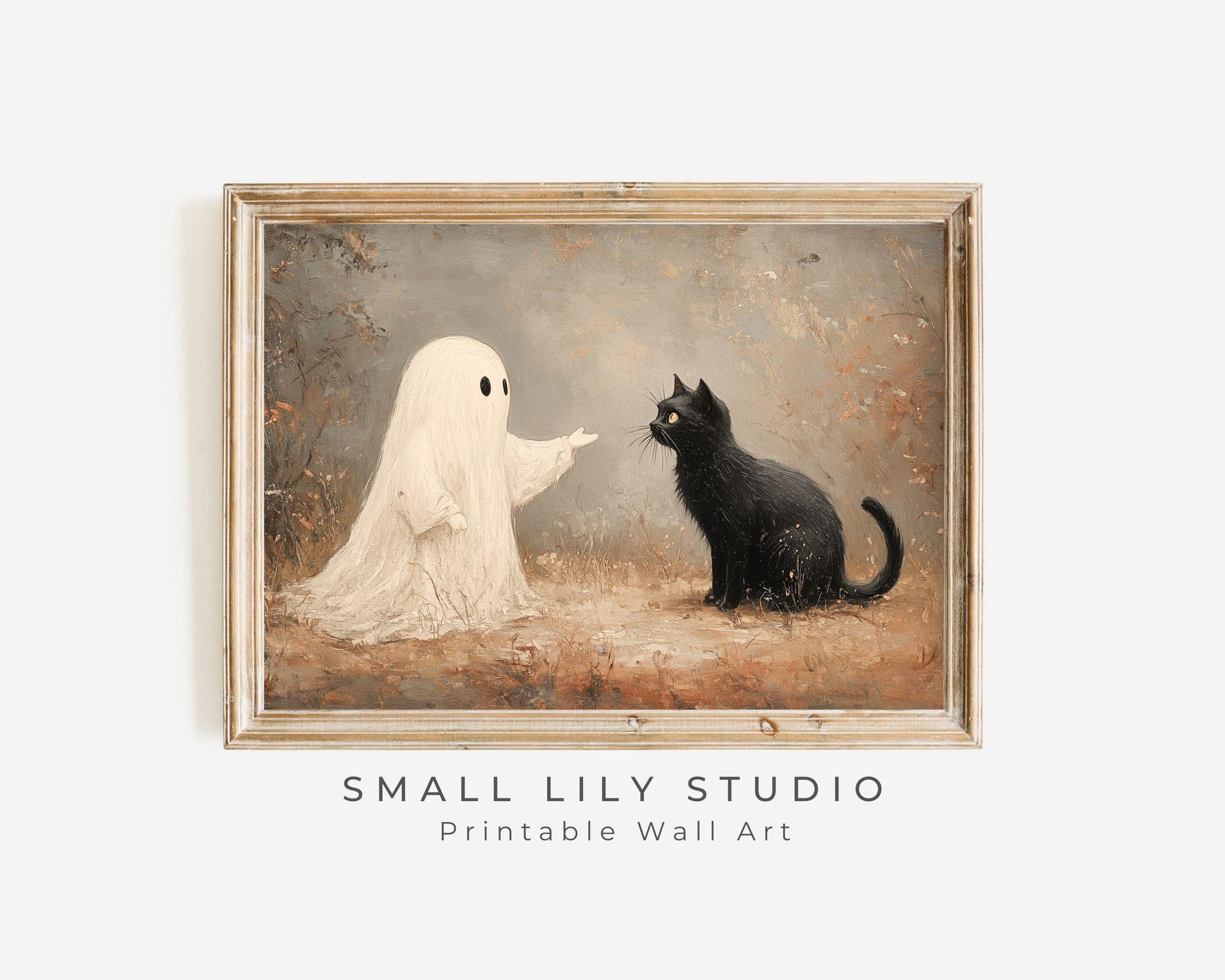 Halloween Ghost and Black Cat Printable Wall Art
