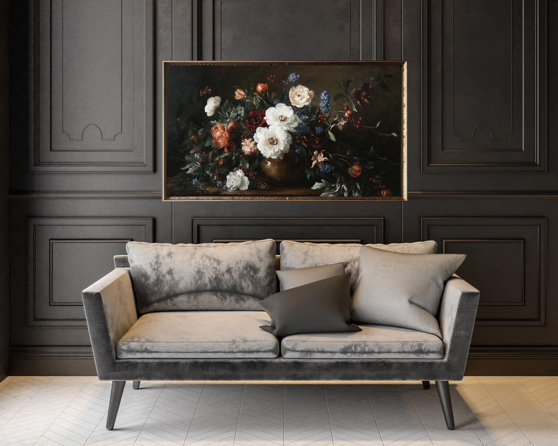 Moody Flowers and Berries Frame TV Art