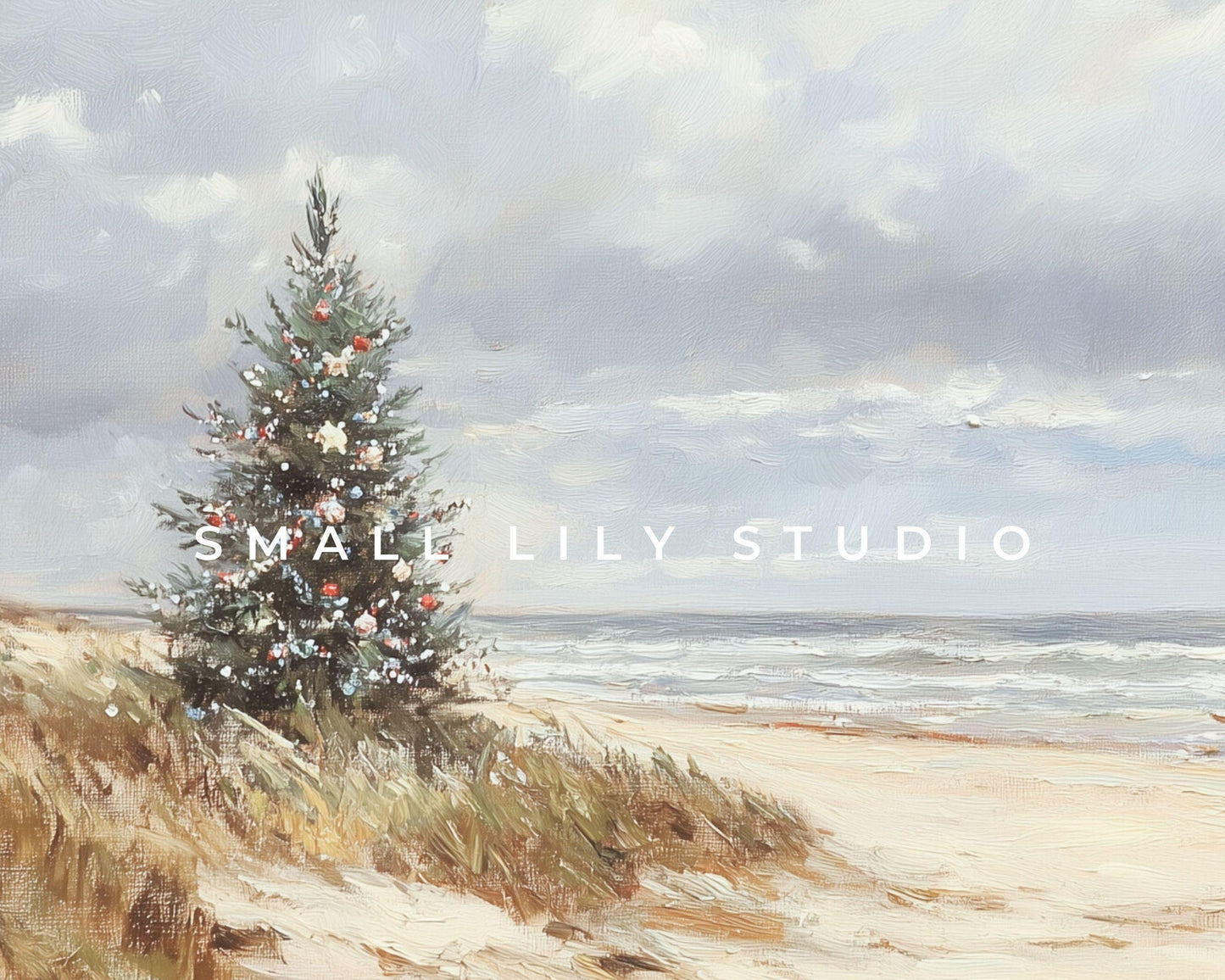 Coastal Christmas Tree Frame TV Art