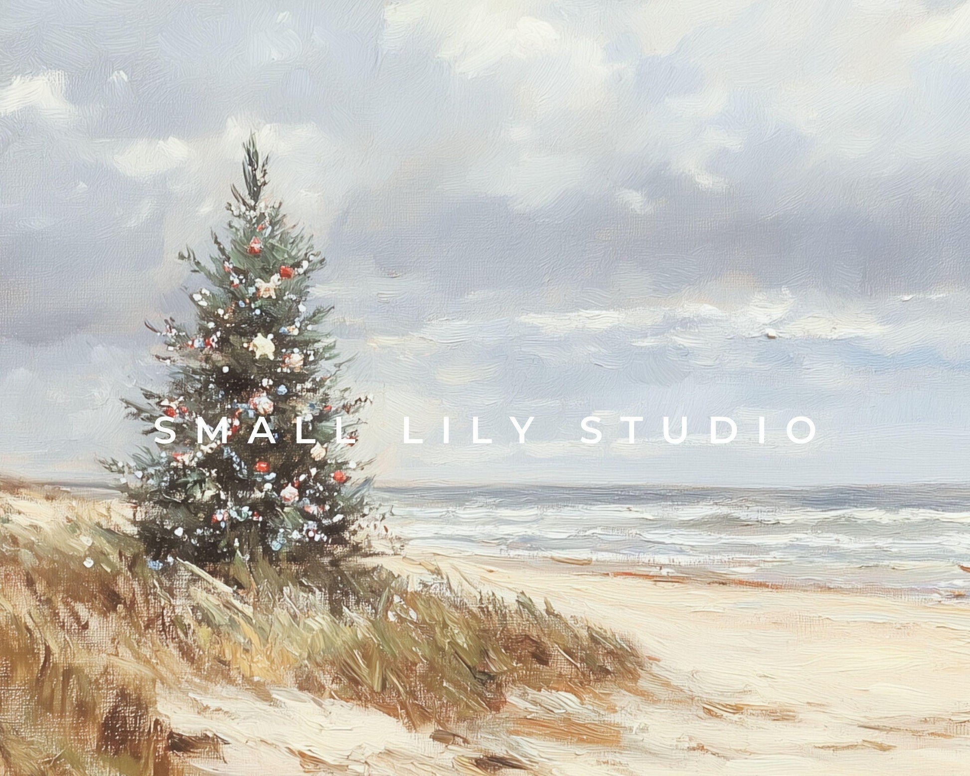 Coastal Christmas Tree Frame TV Art