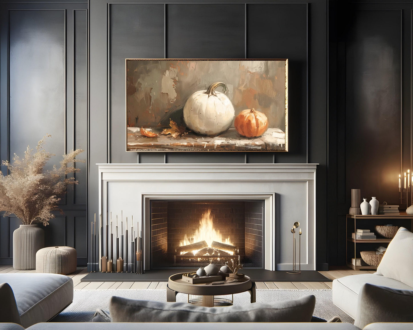 White Pumpkin Still Life Fall Frame TV Art