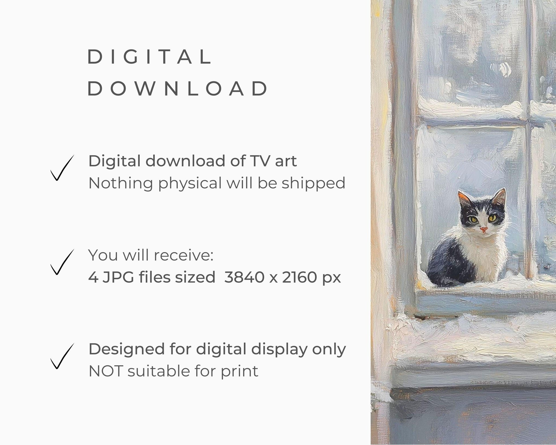 Christmas FRAME TV Art Cute Cats BUNDLE, Samsung Frame Tv Vintage Style Painting set, Cat lover tv art screensaver for holidays | TV565