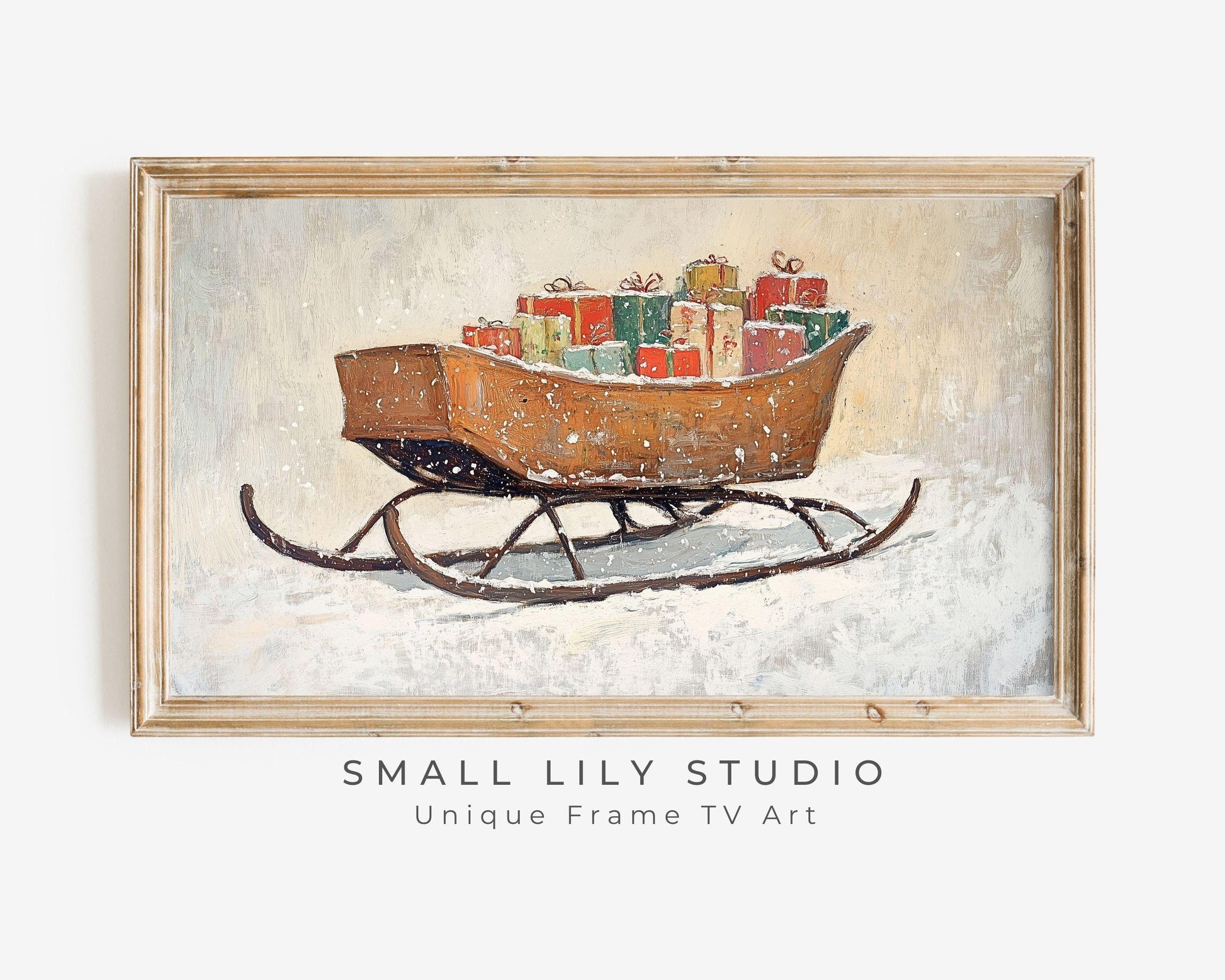Sleigh with Gifts Christmas Frame TV Art