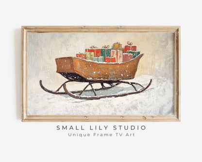 Sleigh with Gifts Christmas Frame TV Art