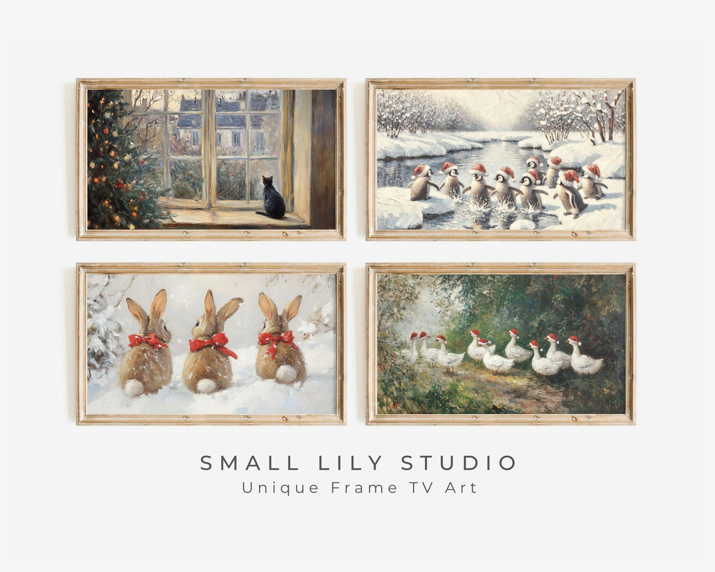 Cute Christmas Animals Frame TV Art Bundle