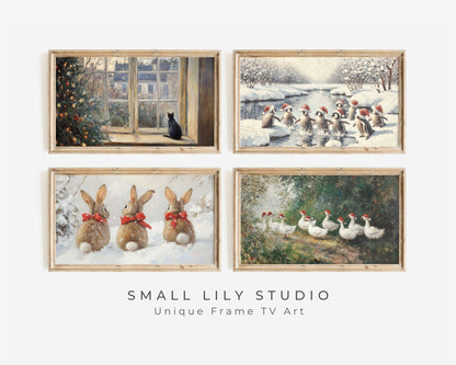 Cute Christmas Animals Frame TV Art Bundle