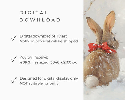 FRAME TV Art Cute Christmas Animals BUNDLE, Samsung Frame Tv Vintage Style Christmas Painting set, Xmas tv art screensaver for kids | TV553