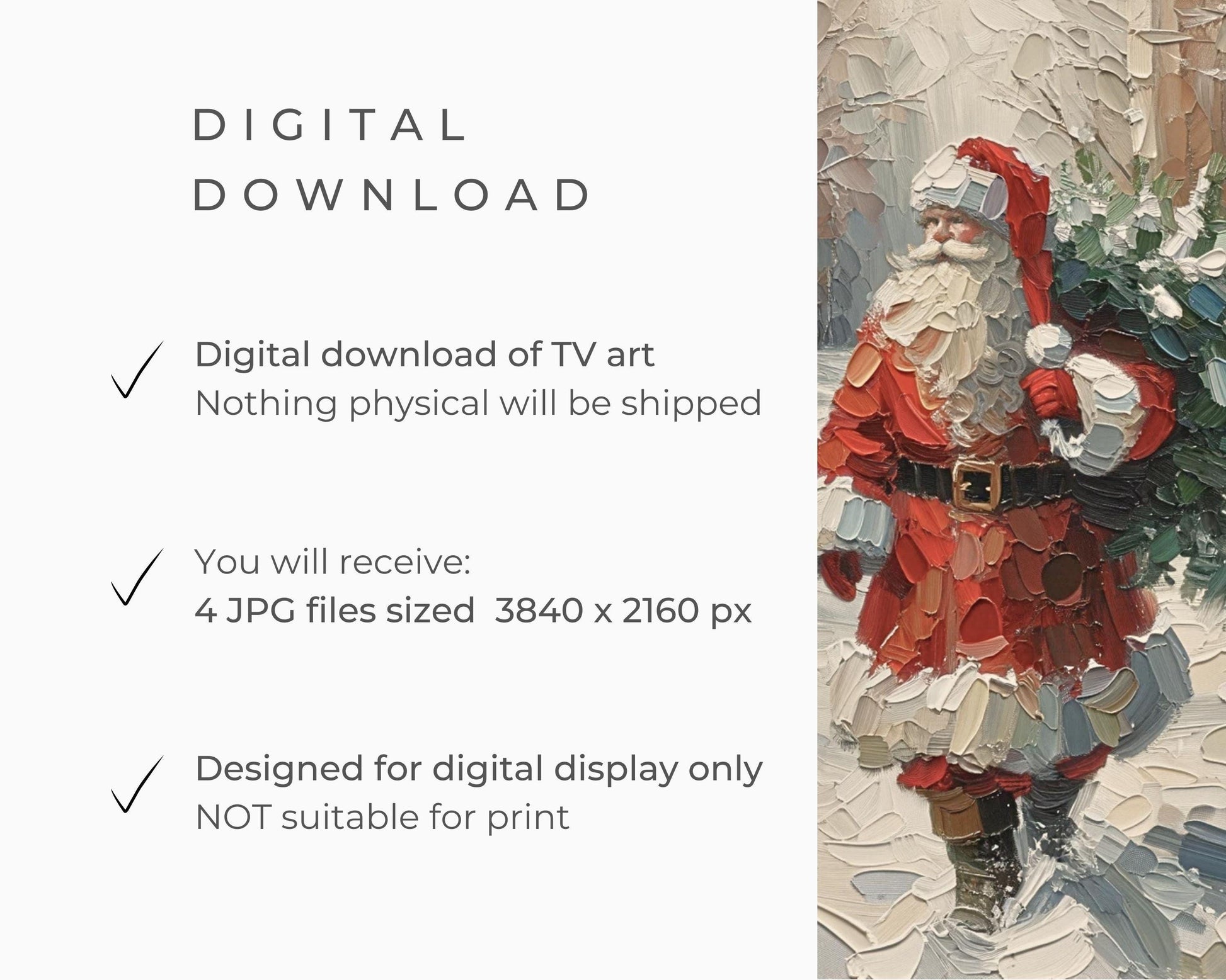 Christmas FRAME TV Art Santa BUNDLE, Samsung Frame Tv Vintage Style Christmas Painting set, Xmas tv art screensaver for kids | TV554