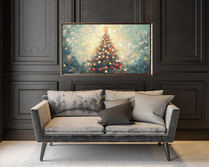 Christmas Tree Red Green Gold Frame TV Art