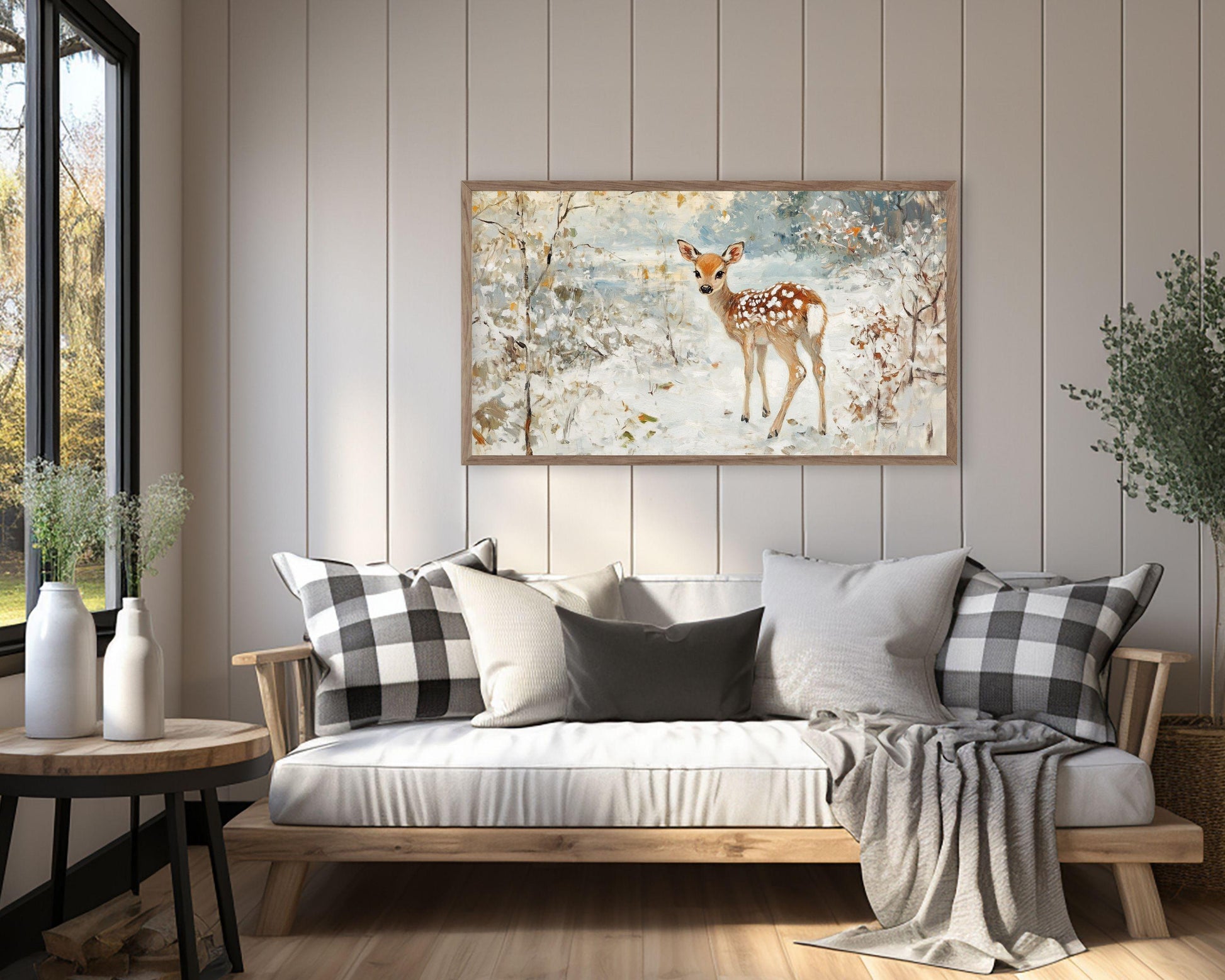 Baby Deer in Snow Frame TV Art