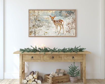 Baby Deer in Snow Frame TV Art