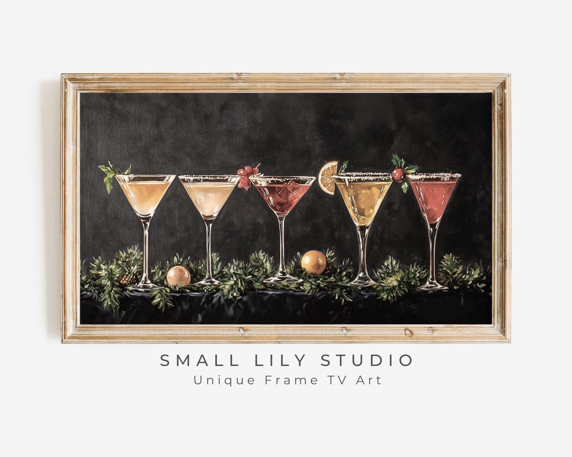 New Years Colorful Cocktails Frame TV Art