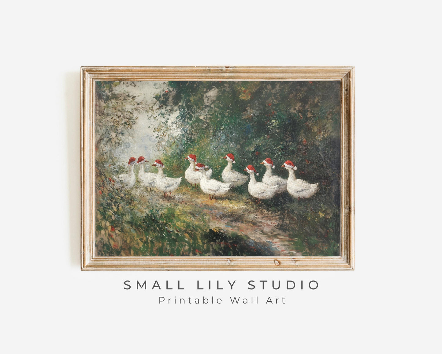 Geese in Santa Hats Printable Wall Art