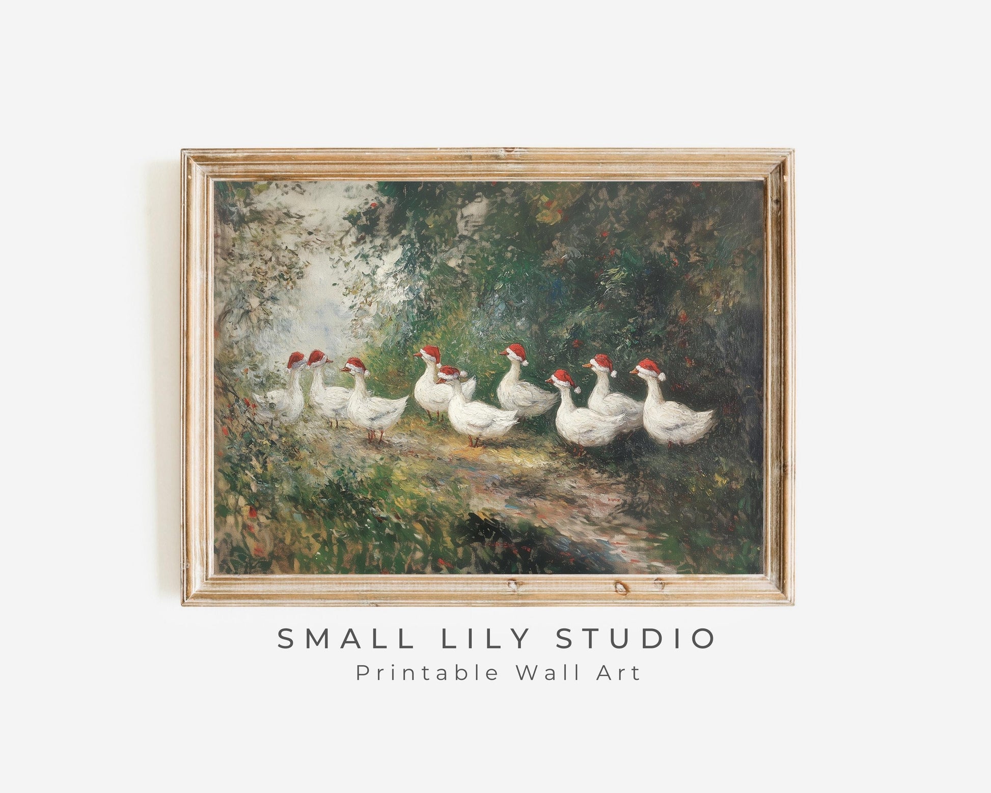 Geese in Santa Hats Printable Wall Art