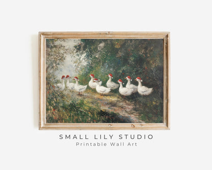 Geese in Santa Hats Printable Wall Art