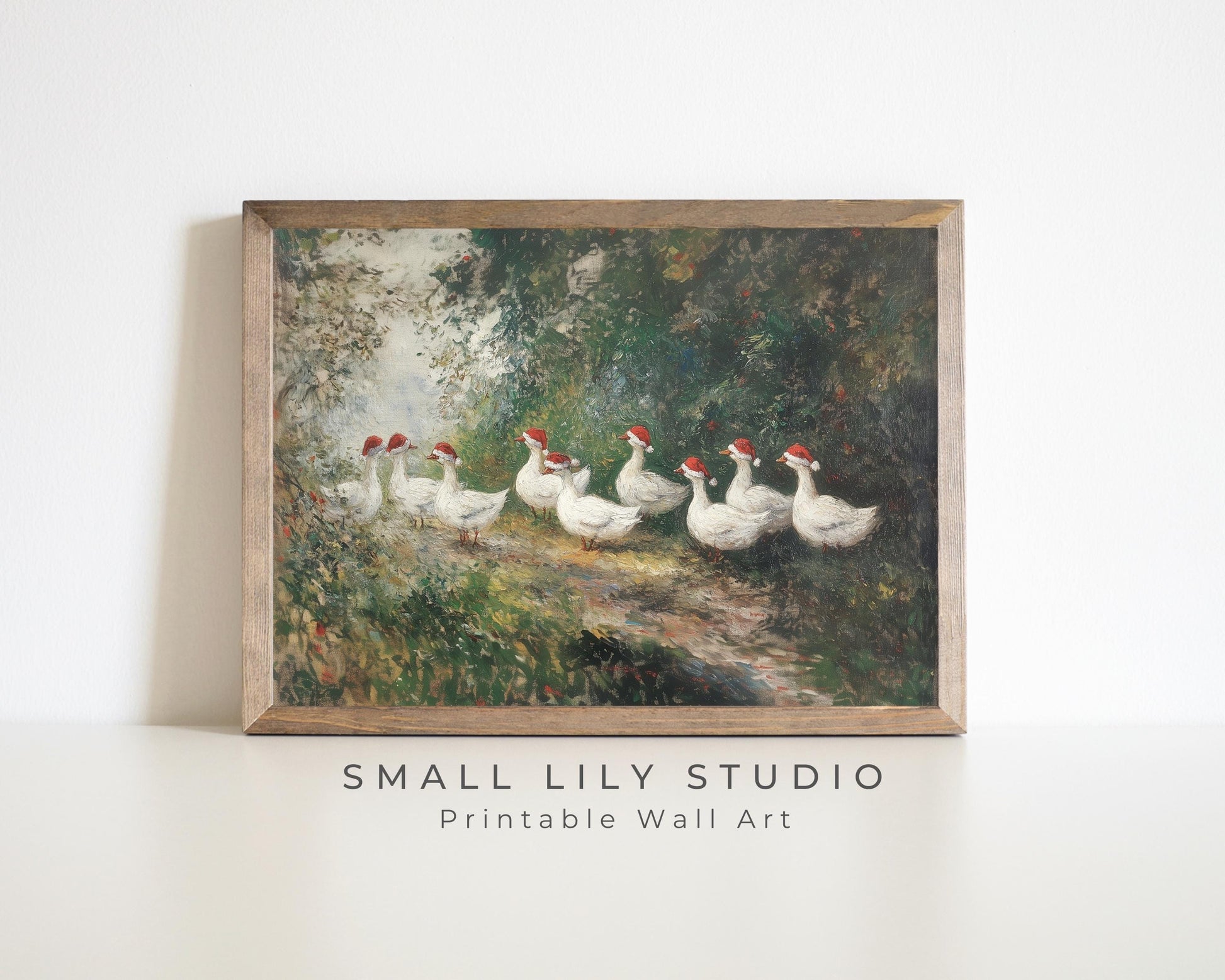 Geese in Santa Hats Printable Wall Art