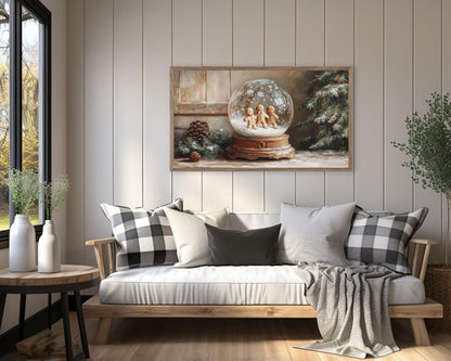 Gingerbread Men in Snow Globe Frame TV Art