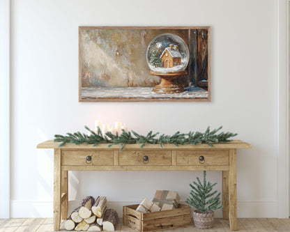 Gingerbread House in Snow Globe Frame TV Art