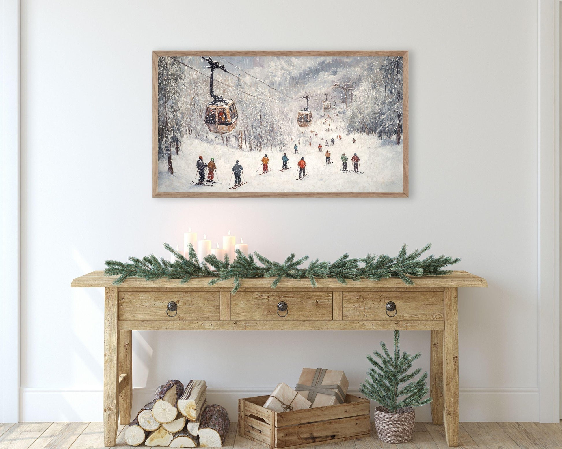 Gondolas on Ski Slopes Frame TV Art