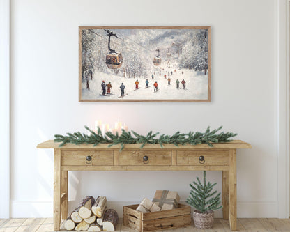 Gondolas on Ski Slopes Frame TV Art