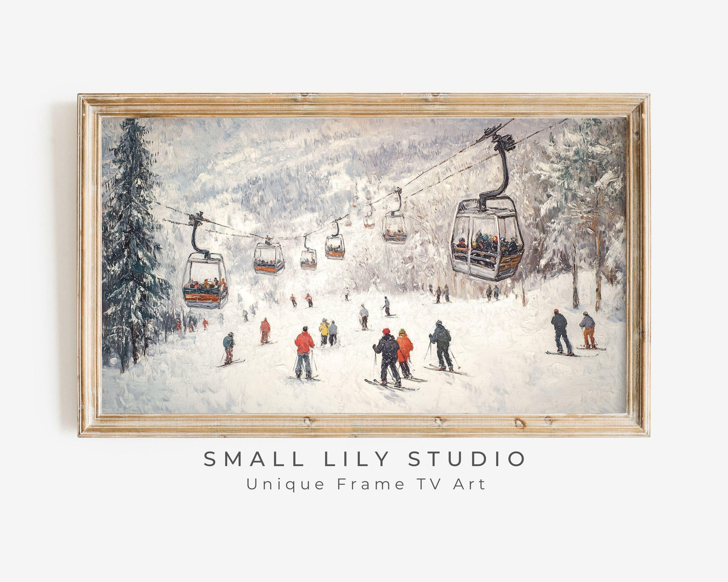 Gondolas and Skiers Frame TV Art
