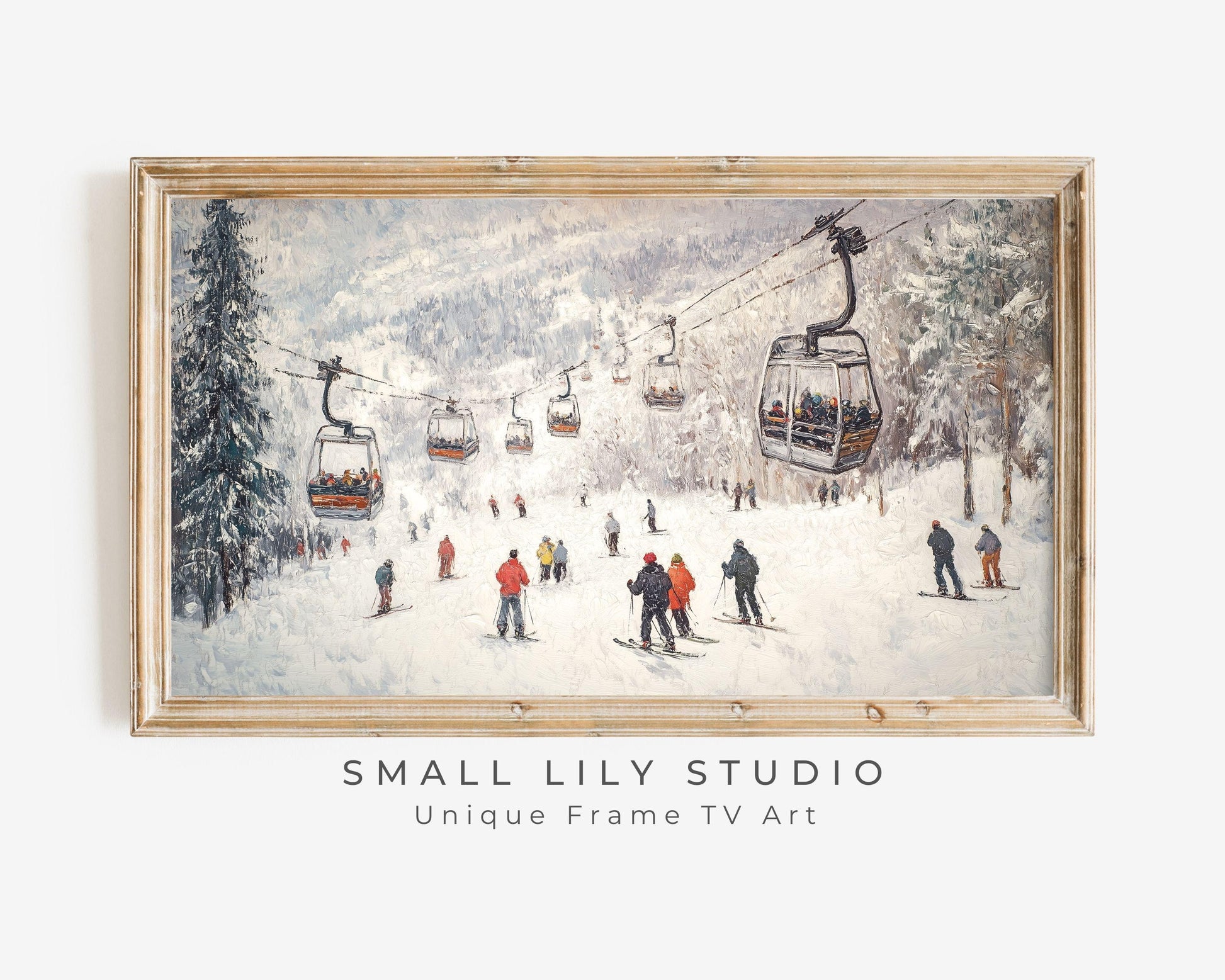 Gondolas and Skiers Frame TV Art
