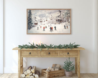 Gondolas and Skiers Frame TV Art