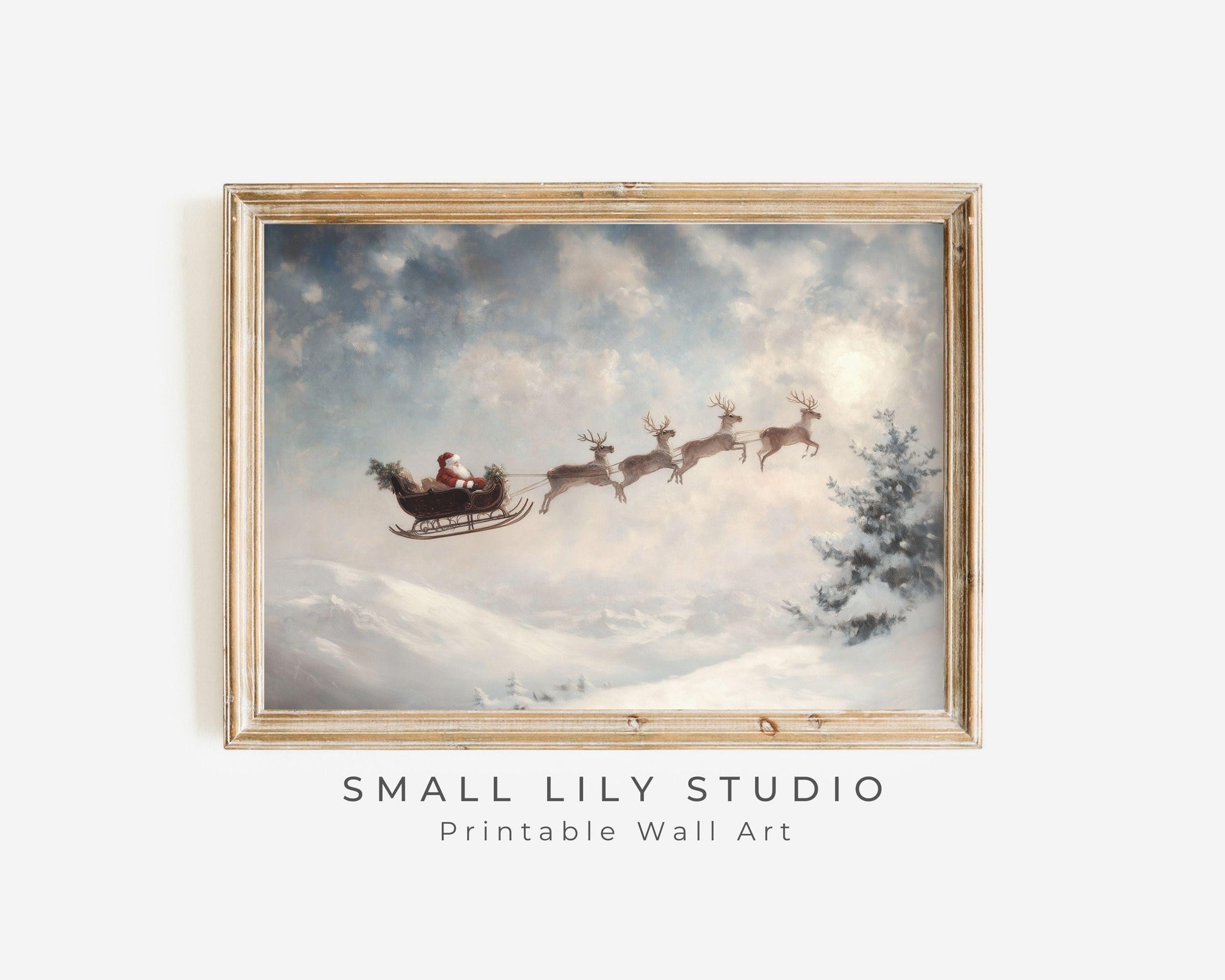 Flying Santa and Reindeer Printable Wall Art