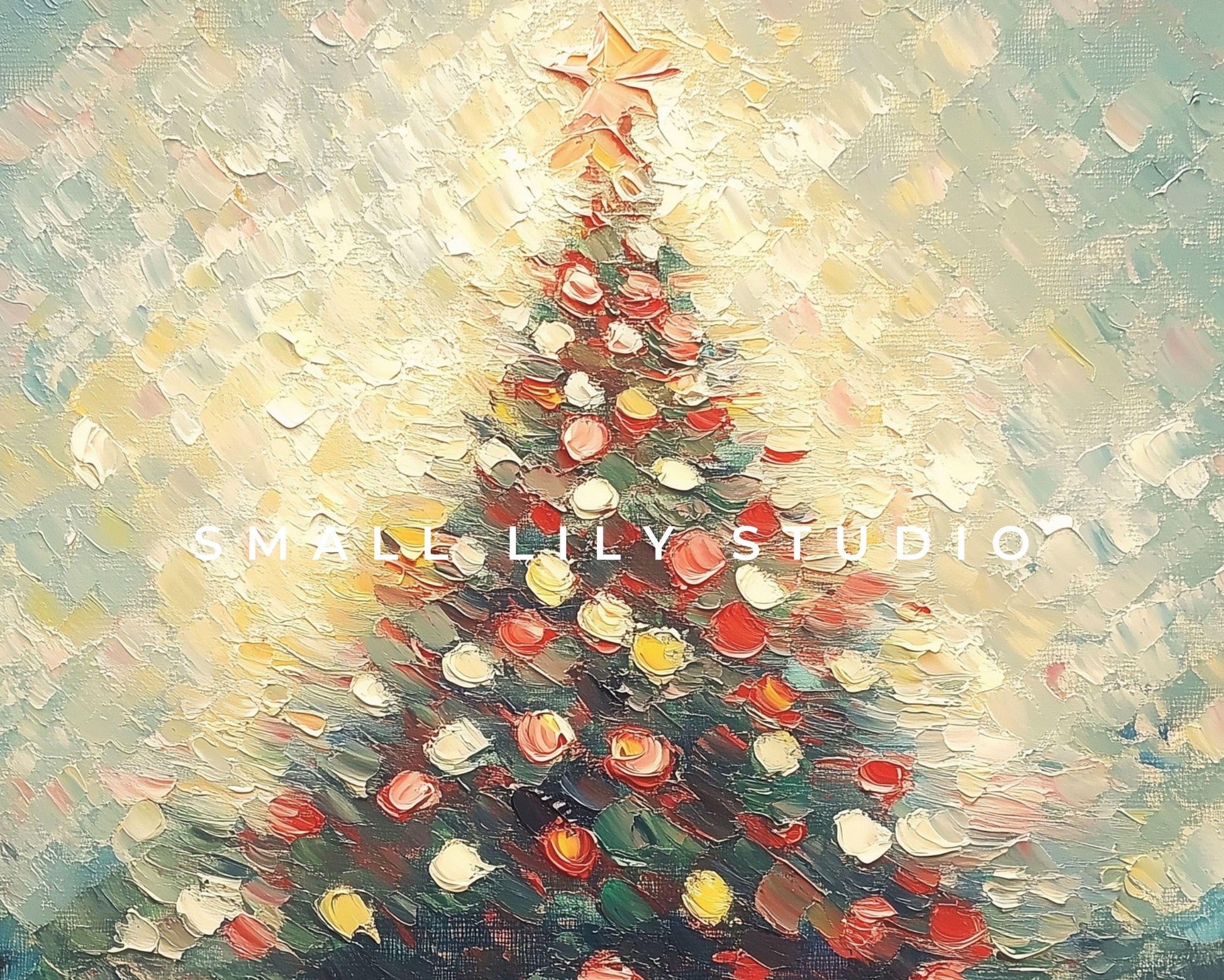 FRAME TV art Christmas Tree Red Green Gold, Samsung Frame TV Christmas art colorful, Textured vintage style painting tv screensaver | TV573