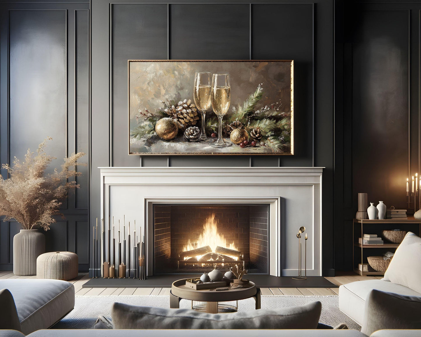 New Years Champagne Glasses Frame TV Art