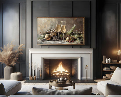 New Years Champagne Glasses Frame TV Art