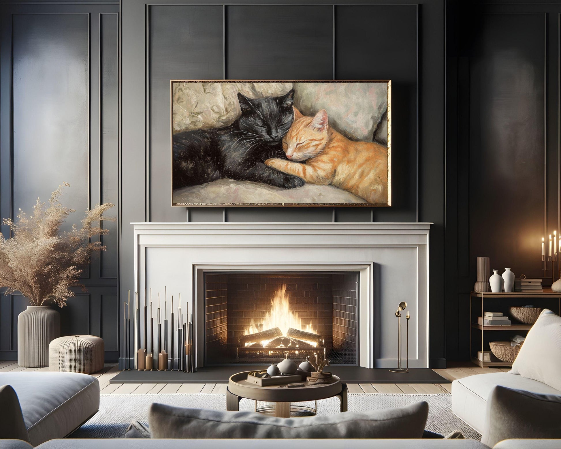Cats Sleeping Together Frame TV Art