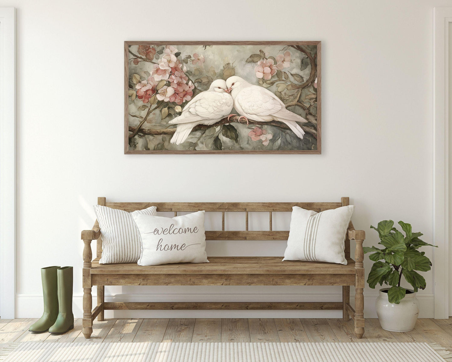 Romantic White Doves Frame TV Art