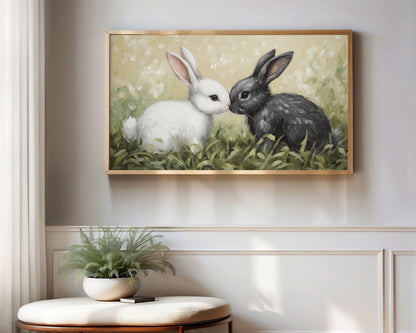 Bunnies Touching Noses Frame TV Art