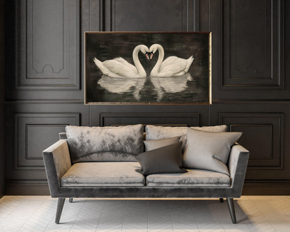 Two White Swans Frame TV Art