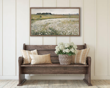 White Wildflower Field Frame TV Art
