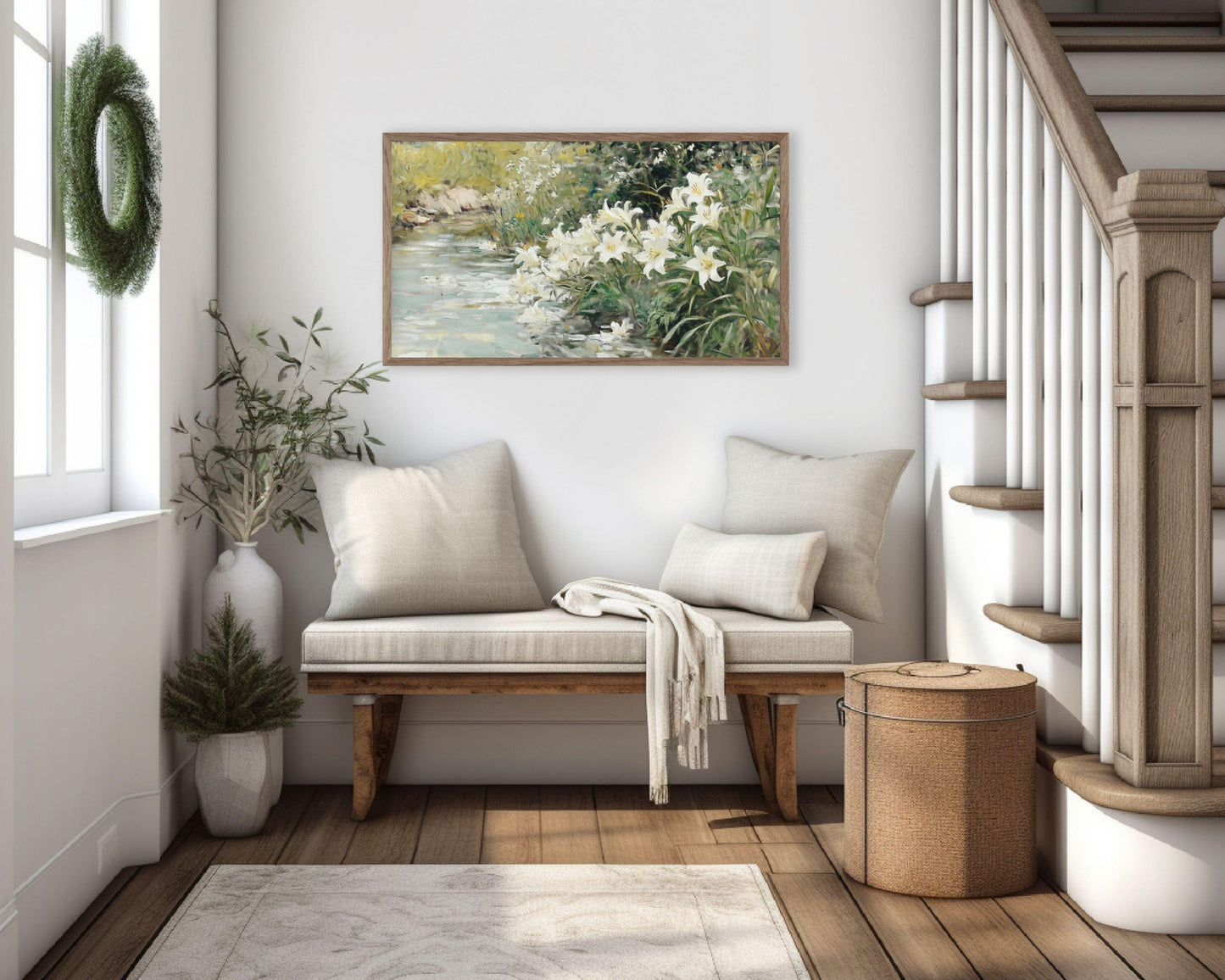 White Lilies By Pond Frame TV Art