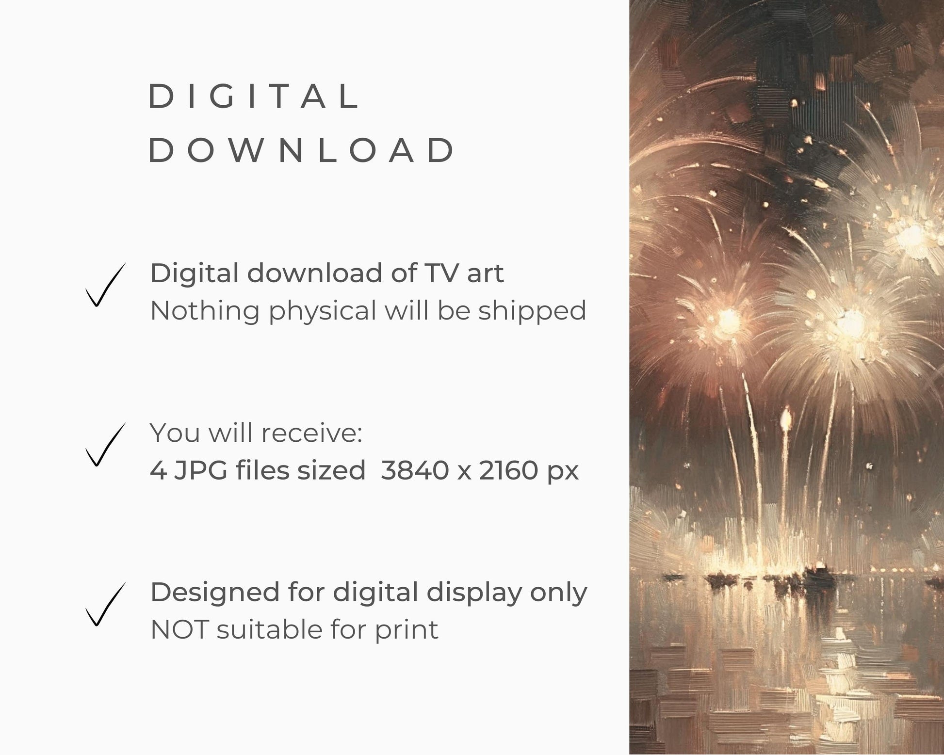 FRAME TV art New Years Bundle, Samsung Frame tv art Fireworks, Holidays Tv Screensaver Party Cocktails Champagne Vintage Style NYE | TV585