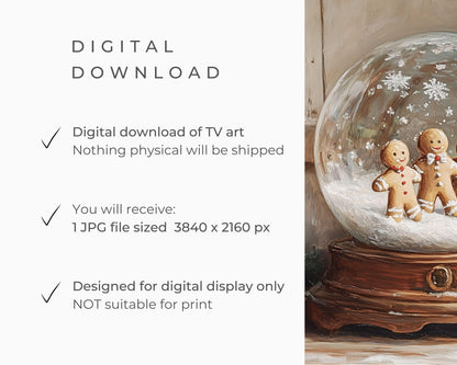 FRAME TV art Gingerbread Men in Snowglobe, Cute Christmas Frame tv art for kids, Samsung Frame tv art Whimsical Winter Xmas Picture | TV588