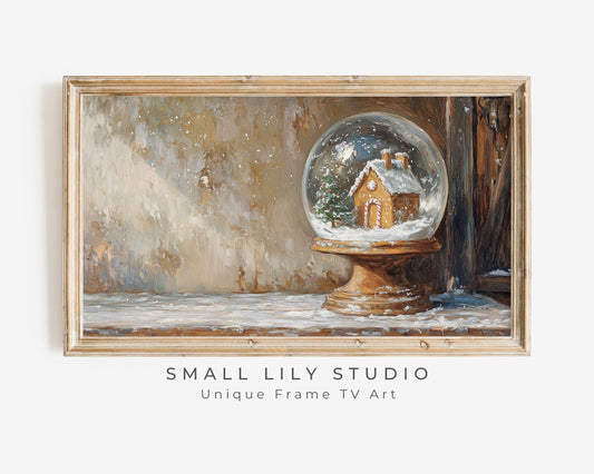 Gingerbread House in Snow Globe Frame TV Art