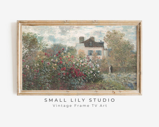 Vintage Cottage and Rose Garden Frame TV Art