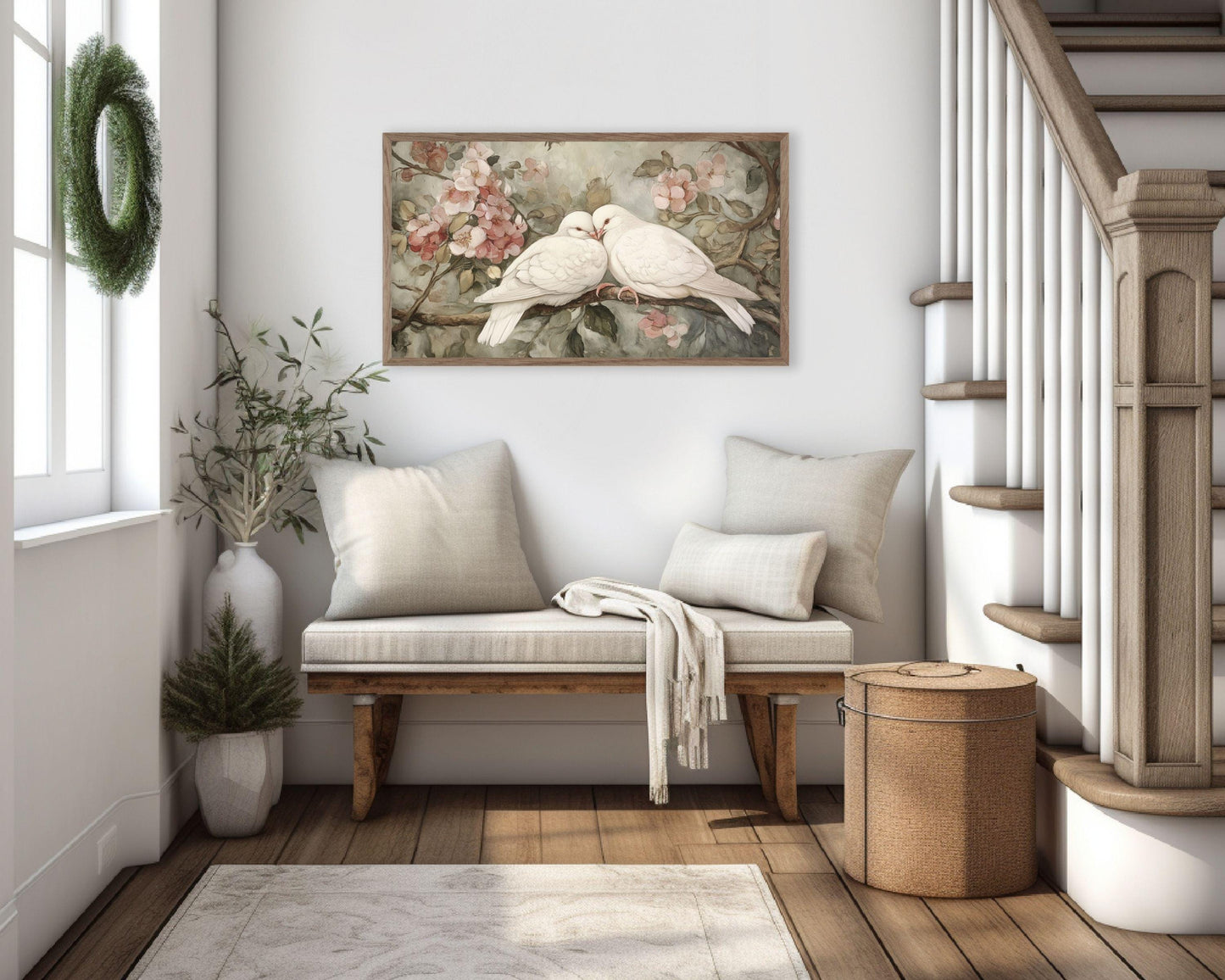 Romantic White Doves Frame TV Art